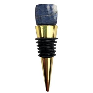 Sodalite Square Cut Crystal Stone gold metal plated wine bottle stopper bar